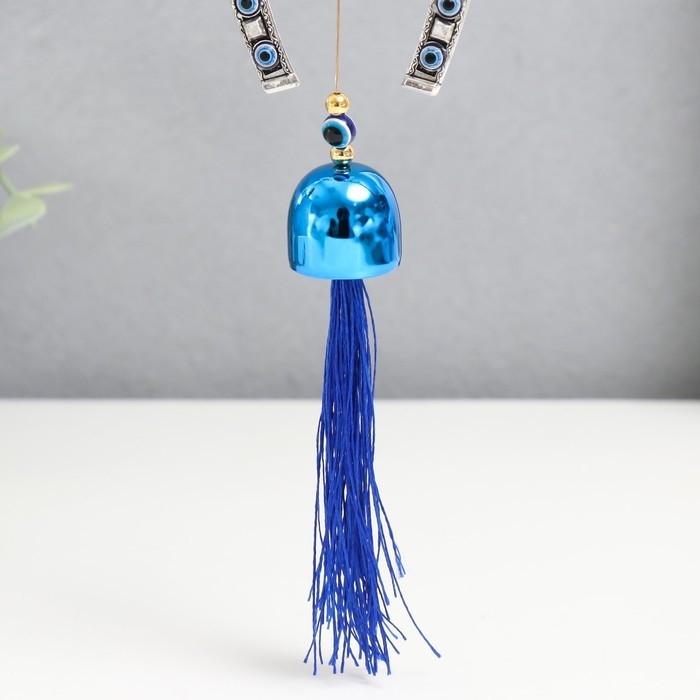 Музыка ветра металл "Слон и подкова" от сглаза с кисточкой 1 колокольчик 20 см