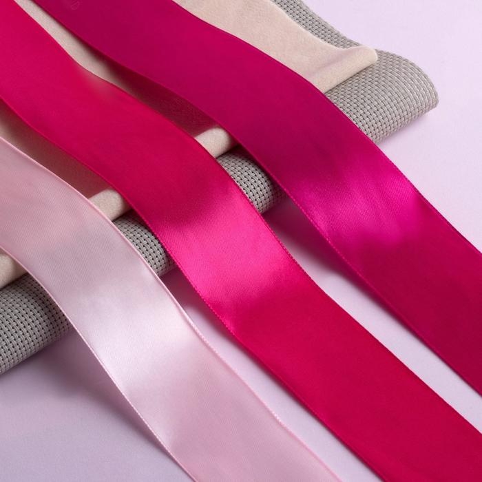 Набор атласных лент, 3 шт, размер 1 ленты: 40 мм × 23 ± 1 м, цвет розовый спектр Набор атласных лент, 3 шт, размер 1 ленты: 40 мм × 23 ± 1 м, цвет розовый спектр