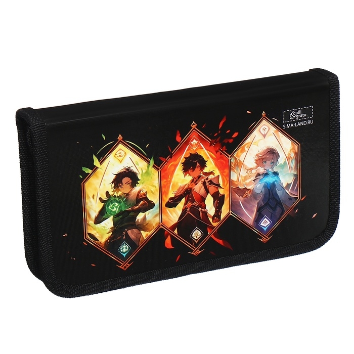 Пенал 1 секция 115 х 205 х 30 мм, Calligrata Пенал 1 секция 115 х 205 х 30 мм, Calligrata "Аниме game", ламинированный картон