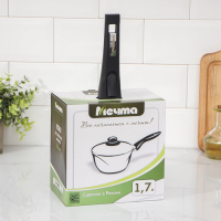 Ковш &laquo;Гранит Stаr&raquo;, 1,7 л, съёмная ручка, стеклянная крышка, антипригарное покрытие, цвет тёмно-синий