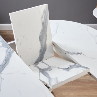 Стол обеденный на одной ножке раздвиж Норд, 90(122)х90х79, ЛДСП 22мм/Пластик,Мрамор Белый