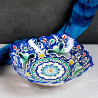 Набор чайный Риштан, 9 предм: чайник 1л., 6 пиал 9,5см, конфетница 23см, сахарница 250м Набор чайный Риштан, 9 предм: чайник 1л., 6 пиал 9,5см, конфетница 23см, сахарница 250м