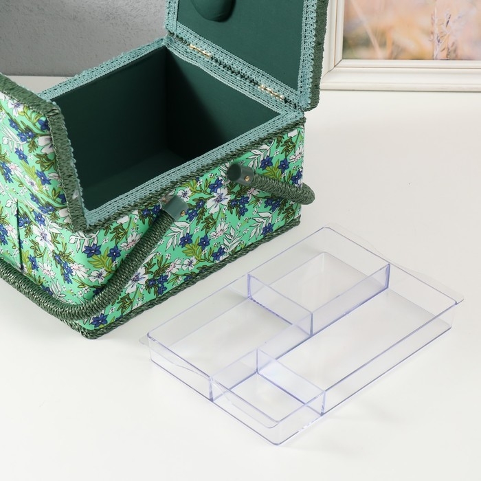 Шкатулка для рукоделия Шкатулка для рукоделия "Полевые цветы на зелёном" 19х26х14,5 см