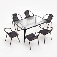 Набор садовой мебели: Стол 150 х 90 х 73 и 6 стульев коричневого цвета Набор садовой мебели: Стол 150 х 90 х 73 и 6 стульев коричневого цвета