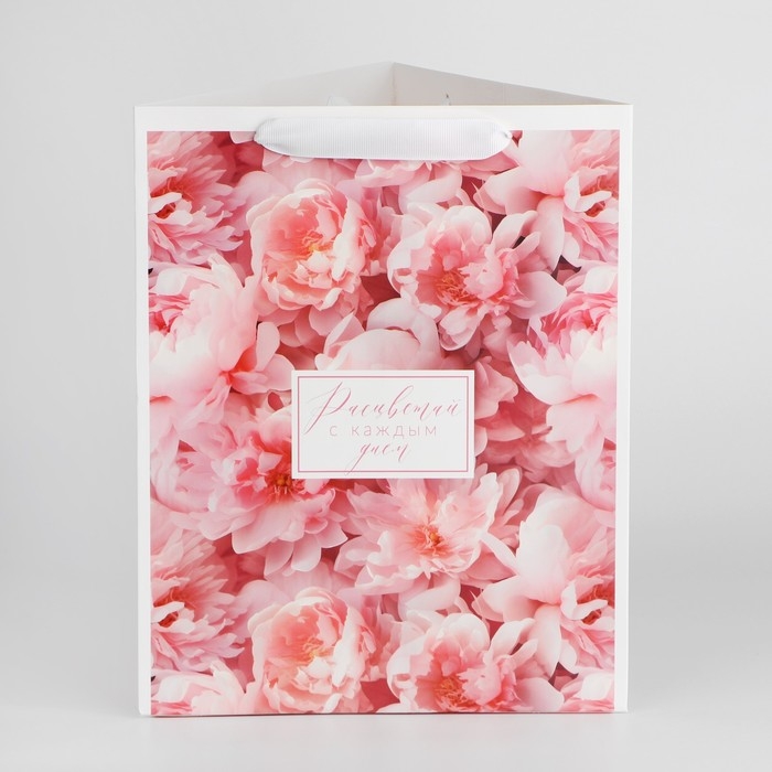 Пакет подарочный для цветов треугольный, упаковка, &laquo;Расцветай&raquo;, 23,5 х 30 х 20,5 см