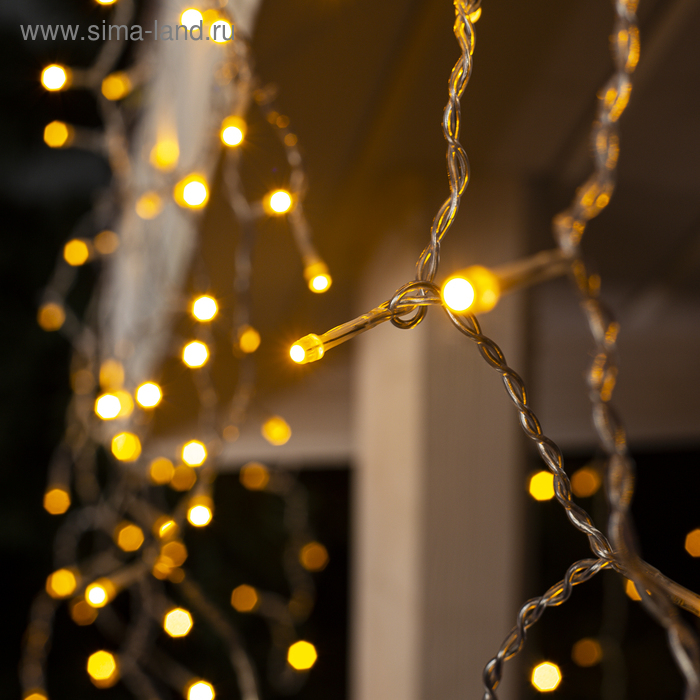 Гирлянда &laquo;Бахрома&raquo; 3 &times; 0.6 м, IP44, УМС, прозрачная нить, 160 SMD-LED, свечение тёплое белое, 220 В