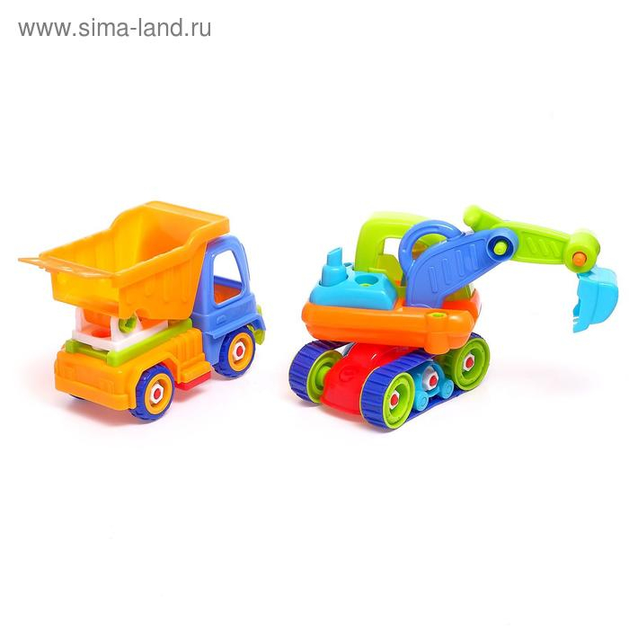 Конструктор винтовой &laquo;Строительный транспорт&raquo;, набор 2 шт, с электрическим шуруповертом