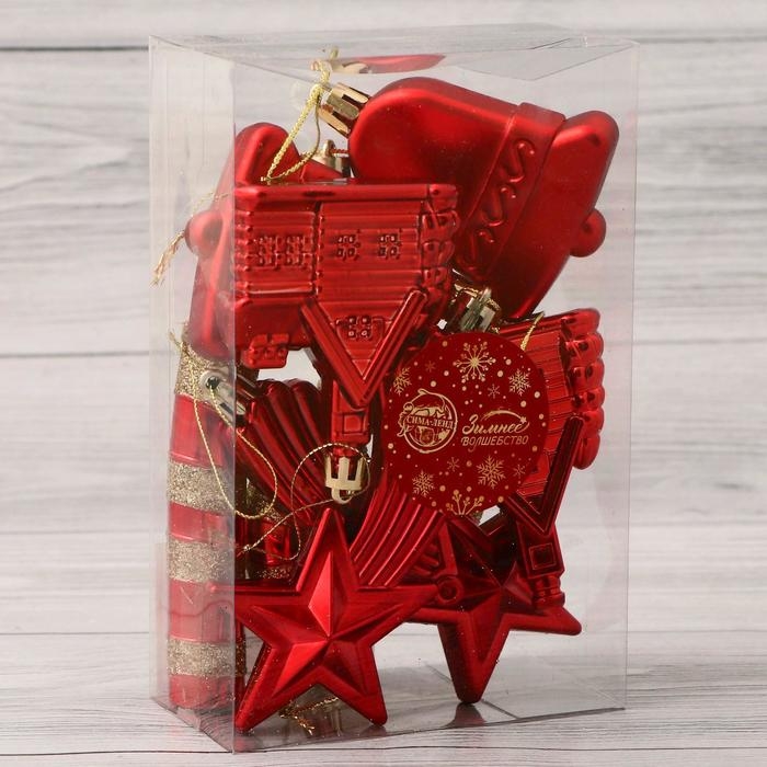 Набор украшений пластик 8 шт "Уютный вечер" красный