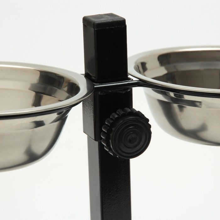 Подставка с мисками, 2 х 250 мл, высота 25 см, разборная, чёрная Подставка с мисками, 2 х 250 мл, высота 25 см, разборная, чёрная