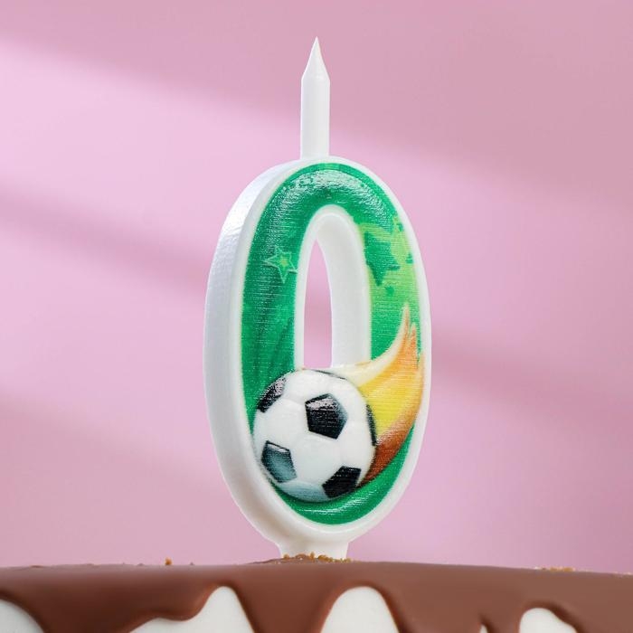 Свеча для торта Свеча для торта "Футбольная", 10,2 см, зелёная цифра "0"