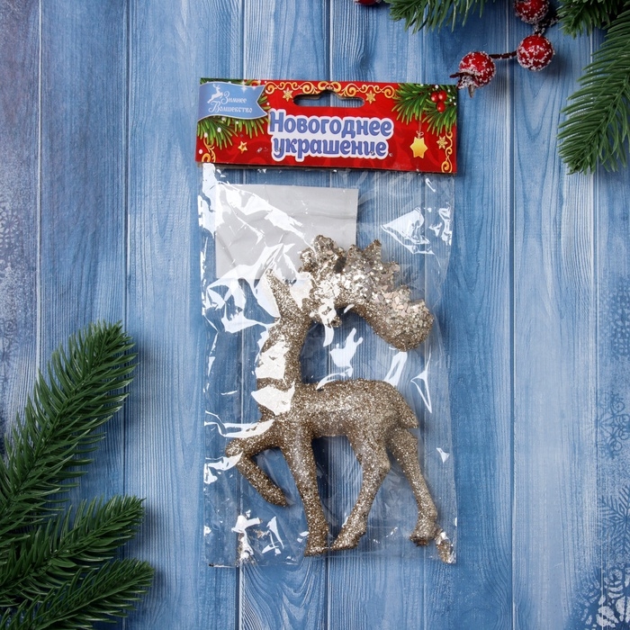 Украшение ёлочное "Грациозный олень блеск" 13х8 см, золото