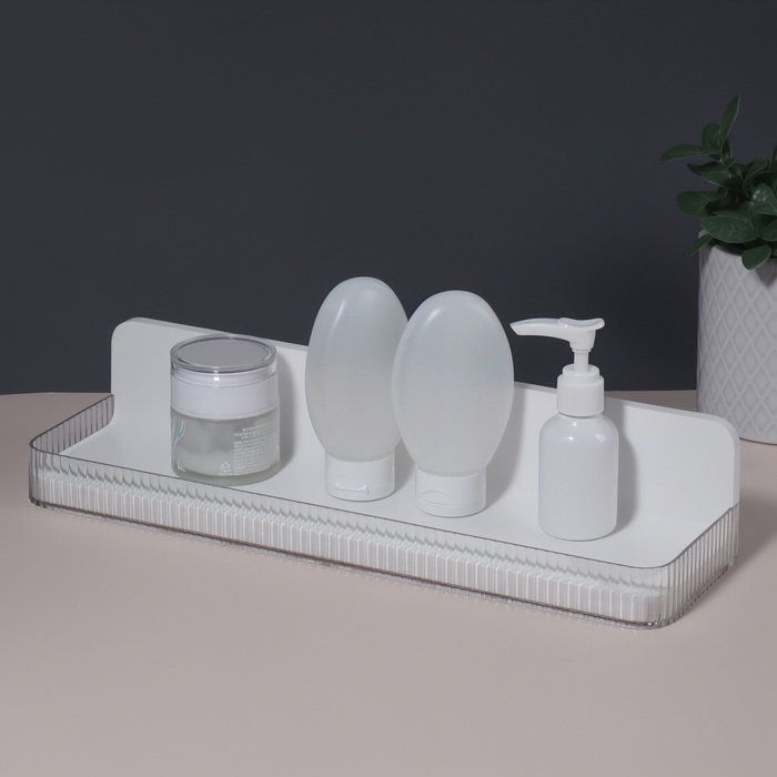 Органайзер для хранения, навесной, 1 секция, с клеевой основой, 35 &times; 10 &times; 7,5 см, цвет полупрозрачный/белый