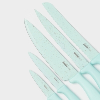 Набор кухонных принадлежностей «Клауд», 6 предметов: 5 ножей, овощечистка из керамики, цвет бирюзовый Набор кухонных принадлежностей «Клауд», 6 предметов: 5 ножей, овощечистка из керамики, цвет бирюзовый