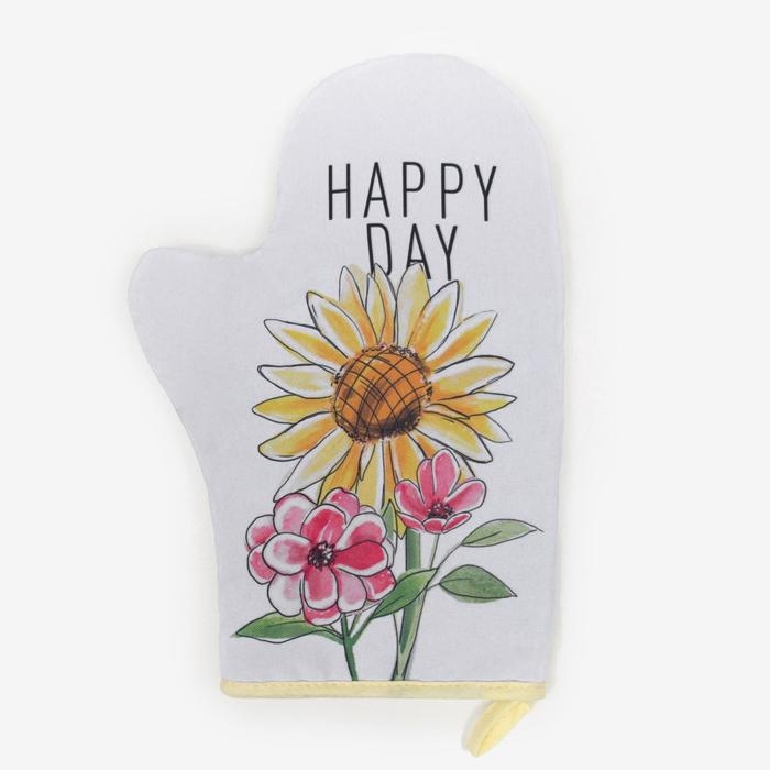 Варежка-прихватка Варежка-прихватка "Доляна" Подсолнух 20х28см,габардин, 35% хлопок, 65% п/э, ватин 250г/м2