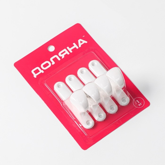 Крючки самоклеящиеся Доляна &laquo;Классик&raquo;, 4 шт, цвет белый