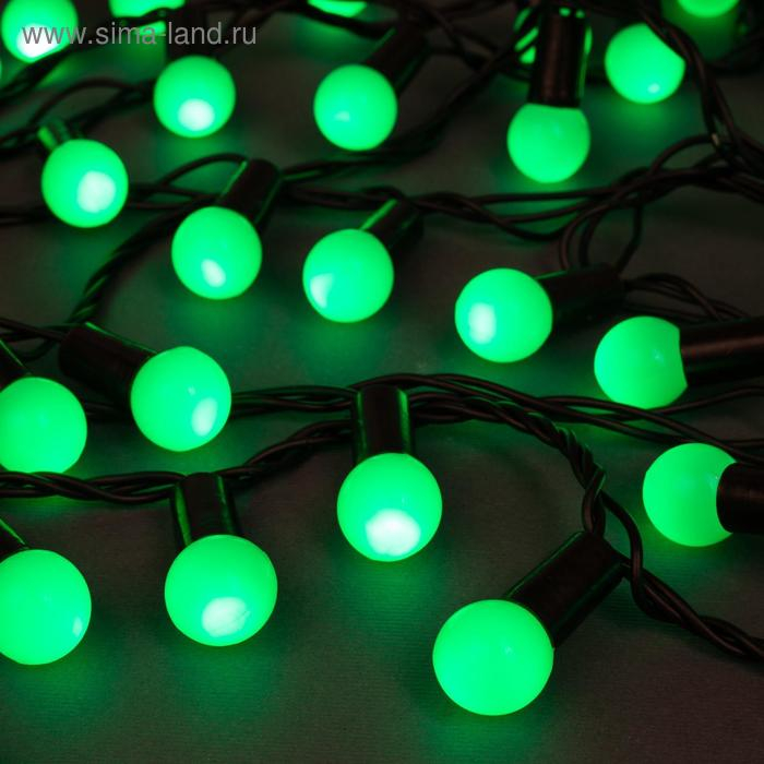 Гирлянда &laquo;Нить&raquo; 20 м с насадками &laquo;Шарики 1.5 см&raquo;, IP44, тёмная нить, 200 LED, свечение зелёное, 8 режимов, 220 В