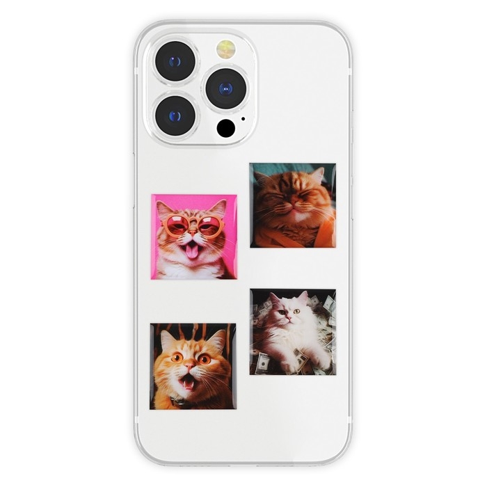 Объёмные 3D стикеры на телефон &laquo;Коты&raquo;, 4 шт, 3 х 3 см