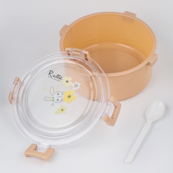 Ланч бокс с отделениями для еды, контейнер для еды "Зайка" , 1.1 л, 17,5 х 17,5 х 8 см