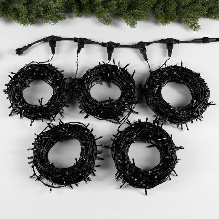 Гирлянда «Клип-лайт» 5 нитей по 20 м, IP44, УМС, тёмная нить, 665 LED, свечение тёплое белое, мерцание, 24 В Гирлянда «Клип-лайт» 5 нитей по 20 м, IP44, УМС, тёмная нить, 665 LED, свечение тёплое белое, мерцание, 24 В