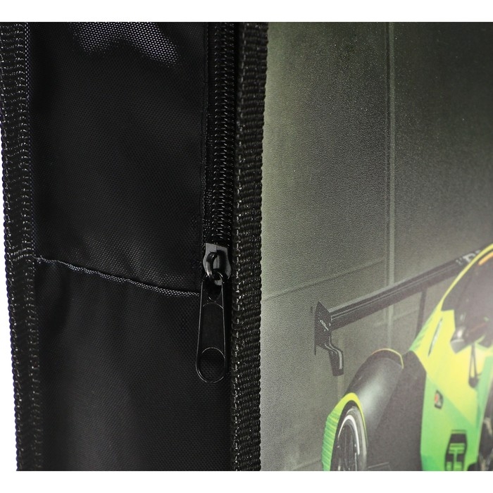 Папка с ручками А4, 340 х 245 х 75 мм, пластиковая, ручки-тесьма, ПТ-14-4 "Зелёное авто"