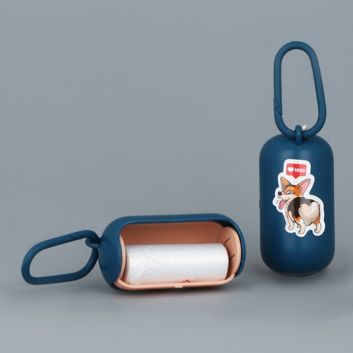 Контейнер с пакетами для уборки за собаками &laquo;Ставлю лайки&raquo;, цвет синий