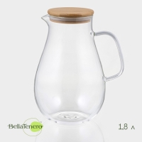 Кувшин для воды стеклянный с бамбуковой крышкой BellaTenero &laquo;Эко&raquo;, 1,8 л, 14,5&times;23 см