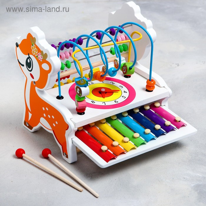 Логический центр «Оленёнок» (металлофон, счёты, сортер, часы) 22×24×20 см Логический центр «Оленёнок» (металлофон, счёты, сортер, часы) 22×24×20 см