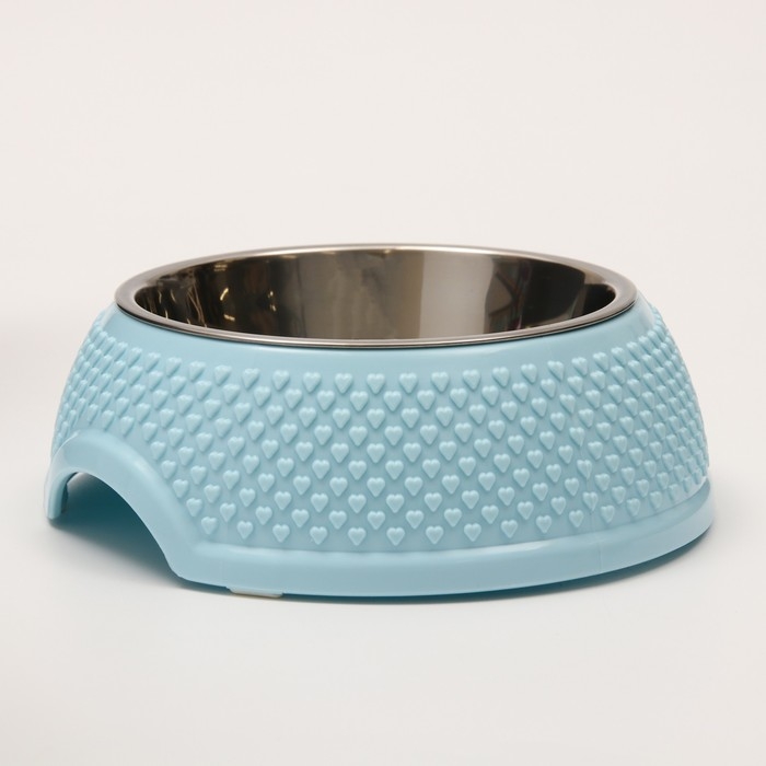 Миска металлическая на пластиковом основании 400 мл, 18,5 х 18,5 х 6 см, голубая Миска металлическая на пластиковом основании 400 мл, 18,5 х 18,5 х 6 см, голубая