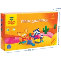Песок для лепки &laquo;Енот в пустыне&raquo;, 6 цветов, 720 г, в баночке, 4 форм.