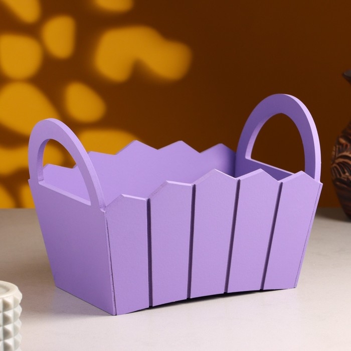 Кашпо деревянное 25&times;16&times;17 см "Мария", ручки боковые, МДФ, Фиолетовый