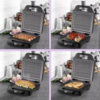 Бутербродница Kitfort КТ-3663, 1400 Вт, антипригарное покрытие, чёрная