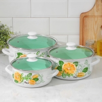 Набор кастрюль &laquo;Лимонный сет&raquo;, 3 предмета: 2 л, 3 л ,4 л, индукция