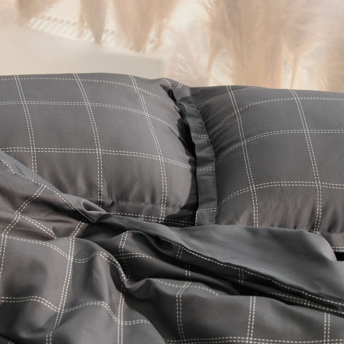 Постельное бельё Этель евро Cage: graphite, 200х215 см, 215х240 см, 50х70+3 см-2 шт, мако-сатин, 114г/м2