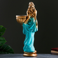 Фигура с кашпо "Девушка в платье" бронза голубой-зеленый, 1,2 л / 21х84х34см Фигура с кашпо "Девушка в платье" бронза голубой-зеленый, 1,2 л / 21х84х34см