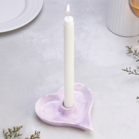 Подсвечник "Сердце" из гипса,14х2,5см,мрамор с фиолетовыми полосками Подсвечник "Сердце" из гипса,14х2,5см,мрамор с фиолетовыми полосками