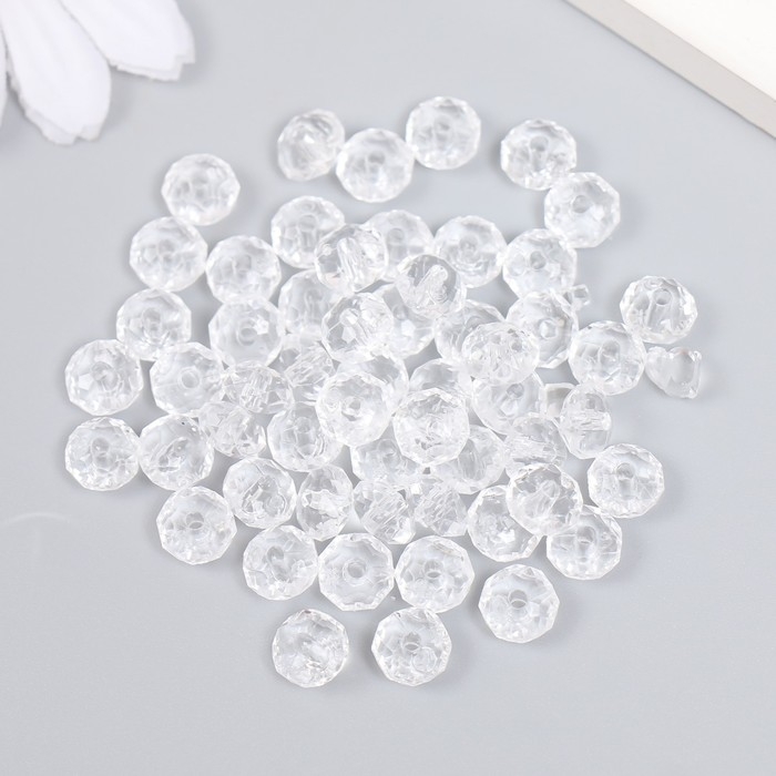 Бусины пластик "Шарик с гранями" прозрачный набор 10 гр  0,7х0,7х0,5 см