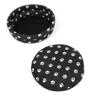 Лежанка Lowcost круглая, поплин, 40 х 40 х 12 см, черная с лапками Лежанка Lowcost круглая, поплин, 40 х 40 х 12 см, черная с лапками