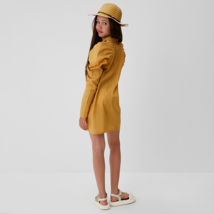 Платье детское MINAKU: Cotton collection цвет горчица, рост 152 Платье детское MINAKU: Cotton collection цвет горчица, рост 152