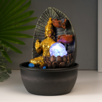 Фонтан настольный от сети "Лакшми в золотом одеянии у водопада" 28х19х19 см