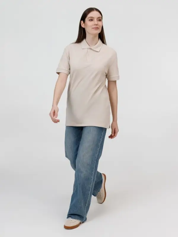 Рубашка поло унисекс Pacific, бежевая (льняная), размер S