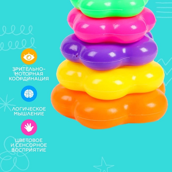 Пирамидка &laquo;Смайлик&raquo;, 6 колец