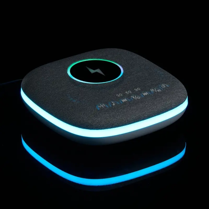 Bluetooth-колонка с беспроводной зарядкой и подсветкой Terrafonic, серая Bluetooth-колонка с беспроводной зарядкой и подсветкой Terrafonic, серая