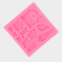 Молд новогодний «Новогодние элементы», силикон, 7,5×7,5 см, цвет розовый Молд новогодний «Новогодние элементы», силикон, 7,5×7,5 см, цвет розовый