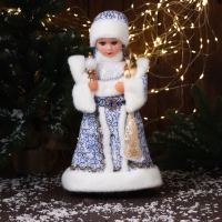 Снегурочка "В шубке с орнаментом" двигается, с подсветкой, 40х20 см, синий Снегурочка "В шубке с орнаментом" двигается, с подсветкой, 40х20 см, синий