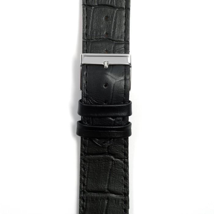 Ремешок для часов, 24 мм, запряжник 75 мм, горт 115 мм, натуральная кожа, черный Ремешок для часов, 24 мм, запряжник 75 мм, горт 115 мм, натуральная кожа, черный
