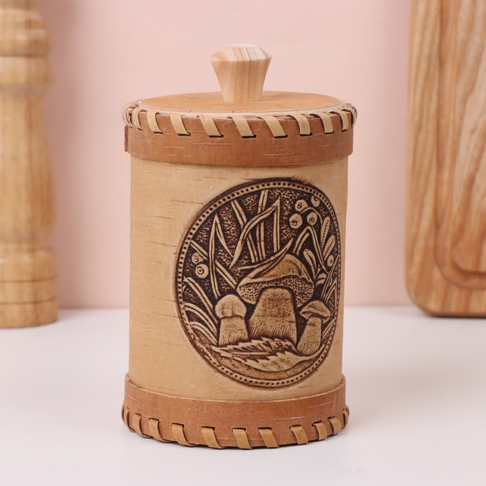 Туес «Грибочки», 8×8×14 см, береста Туес «Грибочки», 8×8×14 см, береста