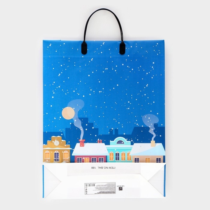 Новый год. Пакет новогодний Новый год. Пакет новогодний "Новогодние дома" мягкий пластик 42 х 32 см.