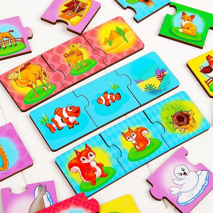 Набор&raquo;Мама, малыш, жилище&raquo;, (пазл-тройной), элемент 5,5 &times; 5,5 см, 16 мини-пазлов