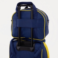 Чемодан малый 37 л (S), с расширением, сумка дорожная на молнии, цвет синий/оранжевый