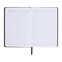 Ежедневник недатированный, А5, 140л, клетка, обл.кожзам, с хлястиком, Полоски изумрудный